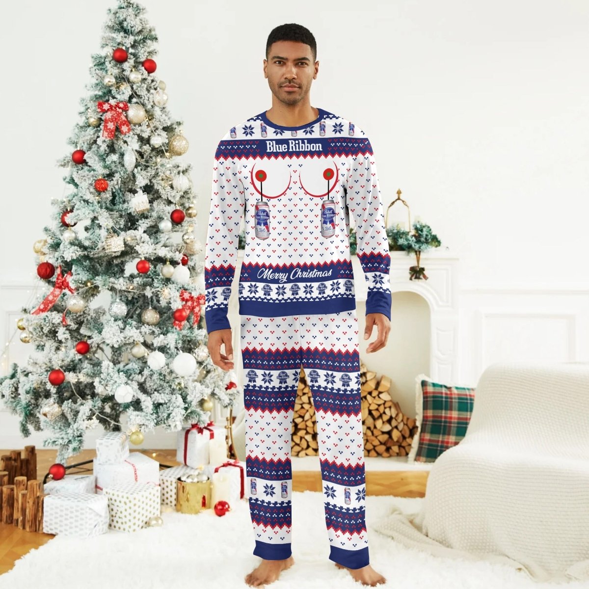 Pabst Blue Ribbon Merry Chistmas Family Pajamas Set - Flexiquor.com