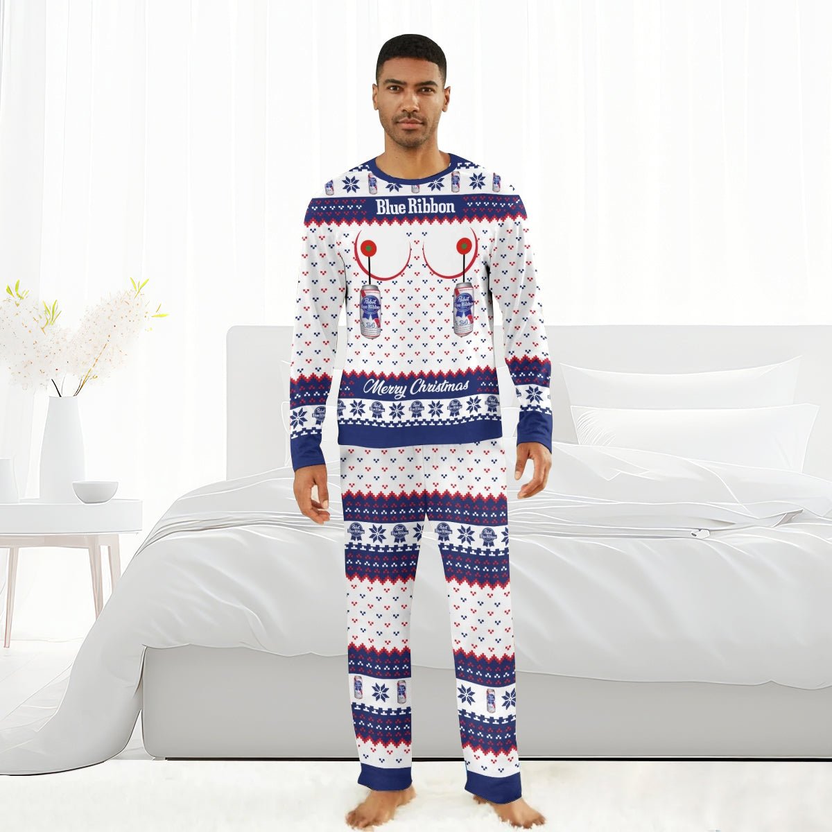 Pabst Blue Ribbon Merry Chistmas Family Pajamas Set - Flexiquor.com
