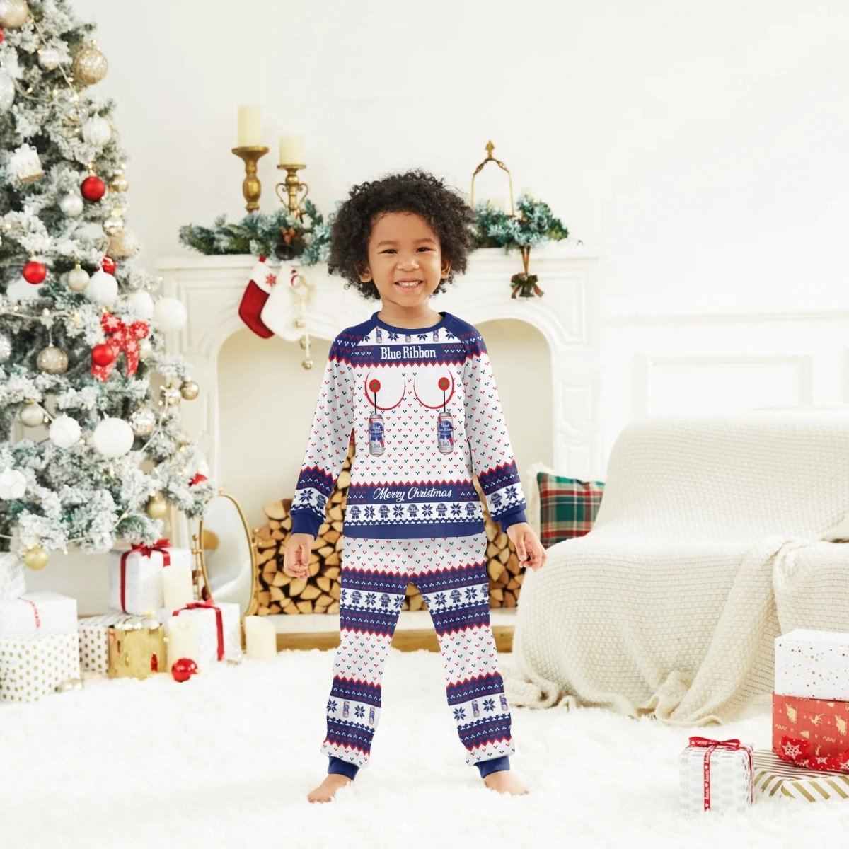 Pabst Blue Ribbon Merry Chistmas Family Pajamas Set - Flexiquor.com