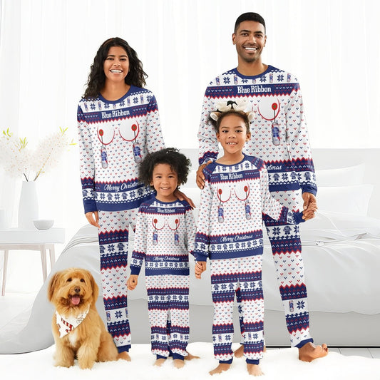 Pabst Blue Ribbon Merry Chistmas Family Pajamas Set - Flexiquor.com