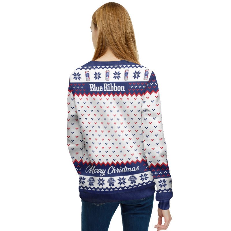 Pabst Blue Ribbon Merry Christmas Ugly Sweater - Flexiquor.com