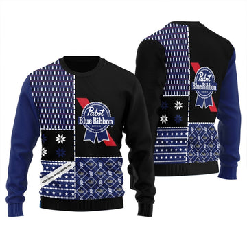 Pabst Blue Ribbon Retro Christmas Ugly Sweater - Flexiquor.com