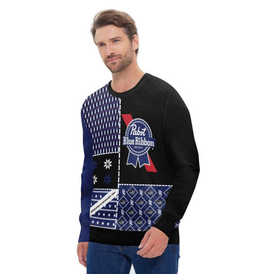 Pabst Blue Ribbon Retro Christmas Ugly Sweater - Flexiquor.com