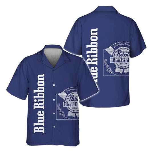 Pabst Blue Ribbon Retro Graphic Hawaiian Shirt - Flexiquor.com