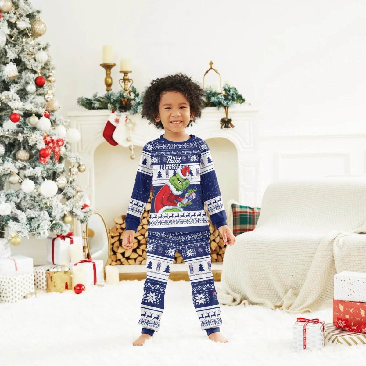 Pabst Blue Ribbon Santa Grinch Family Pajamas Set - Flexiquor.com