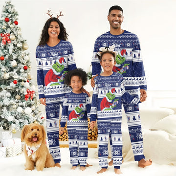 Pabst Blue Ribbon Santa Grinch Family Pajamas Set - Flexiquor.com