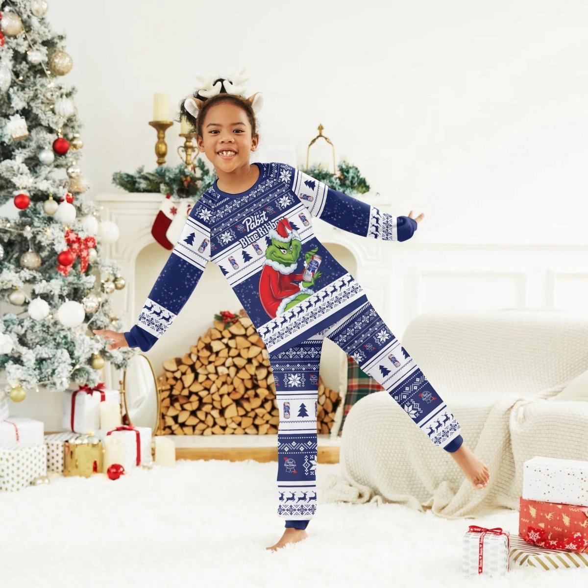 Pabst Blue Ribbon Santa Grinch Family Pajamas Set - Flexiquor.com