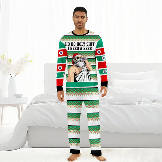 Pabst Blue Ribbon Santa Need A Beer Family Pajamas Set - Flexiquor.com