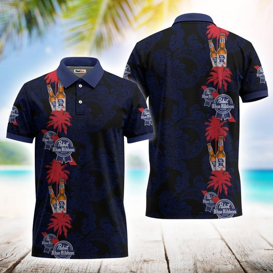 Pabst Blue Ribbon Stripe Polo Shirt - Flexiquor.com