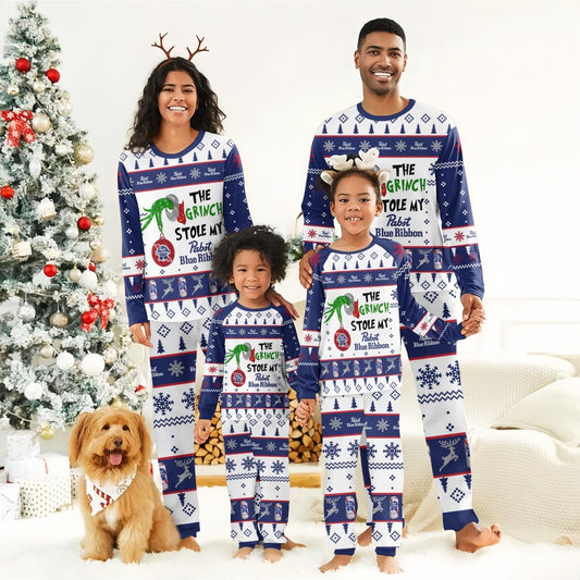 Pabst Blue Ribbon The Grinch Stole Family Pajamas Set - Flexiquor.com