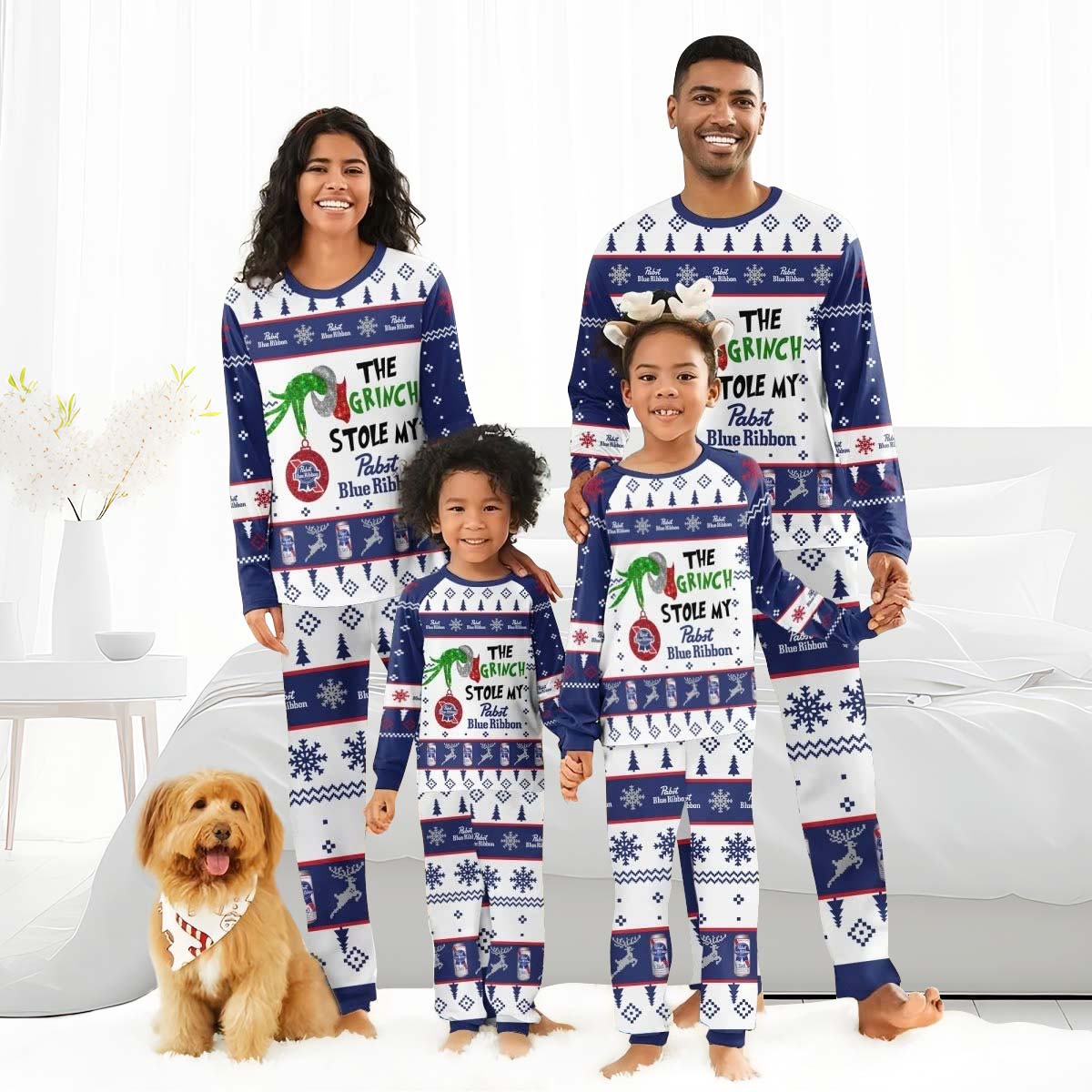 Pabst Blue Ribbon The Grinch Stole Family Pajamas Set - Flexiquor.com