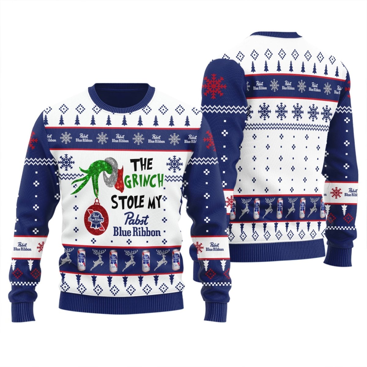 Pabst Blue Ribbon The Grinch Stole Ugly Sweater - Flexiquor.com