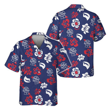 Pabst Blue Ribbon Tropical Garden Hawaiian Shirt - Flexiquor.com