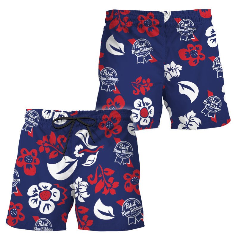 Pabst Blue Ribbon Tropical Garden Swim Trunks - Flexiquor.com