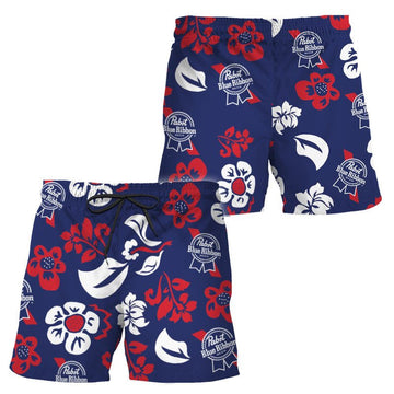 Pabst Blue Ribbon Tropical Garden Swim Trunks - Flexiquor.com