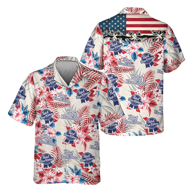 Pabst Blue Ribbon Tropical Summer Hawaiian Shirt - Flexiquor.com