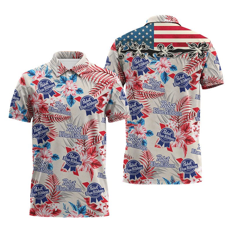 Pabst Blue Ribbon Tropical Summer Polo Shirt - Flexiquor.com