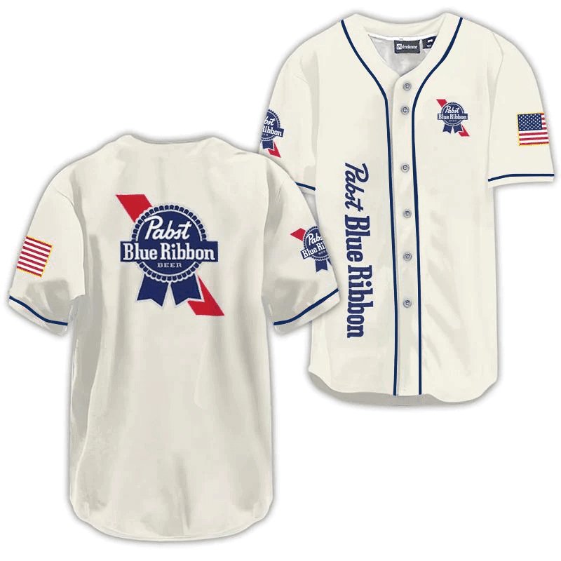 Pabst Blue Ribbon USA Flag Baseball Jersey - Flexiquor.com