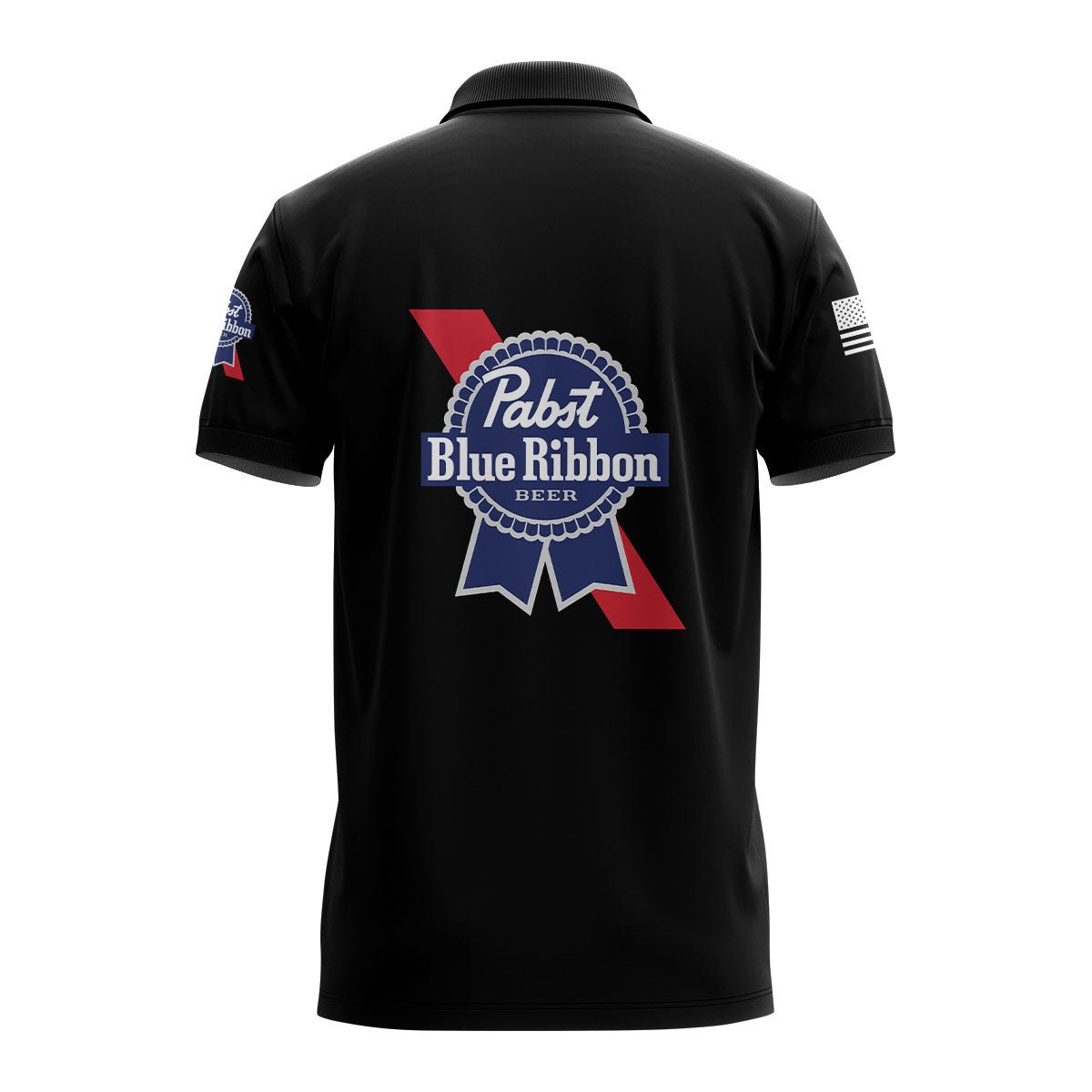 Pabst Blue Ribbon USA Flag Polo Shirt - Flexiquor.com
