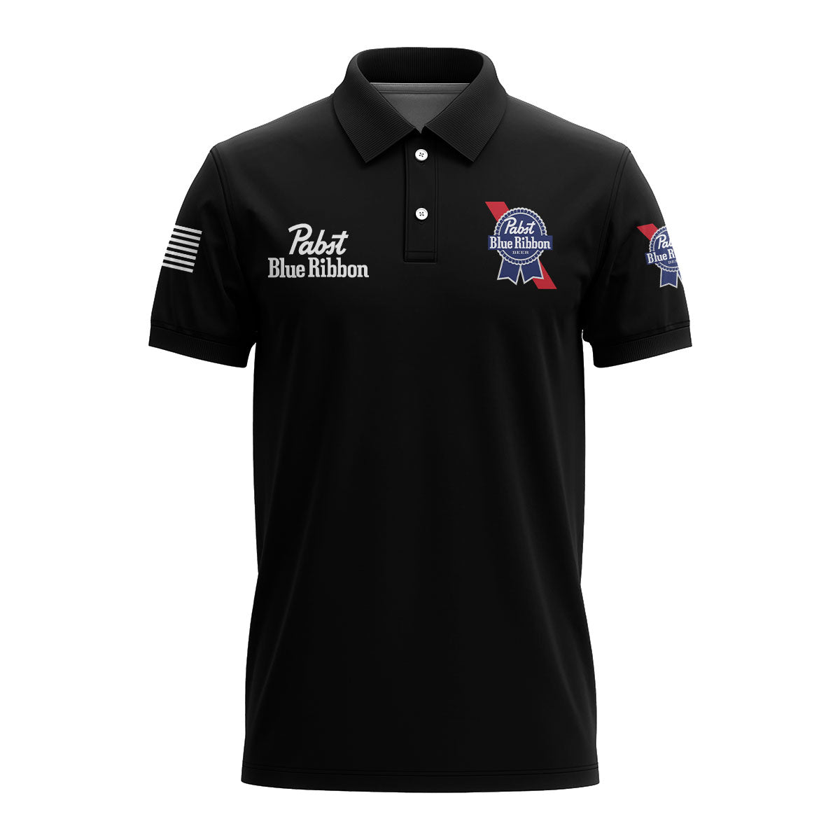 Pabst Blue Ribbon USA Flag Polo Shirt - Flexiquor.com