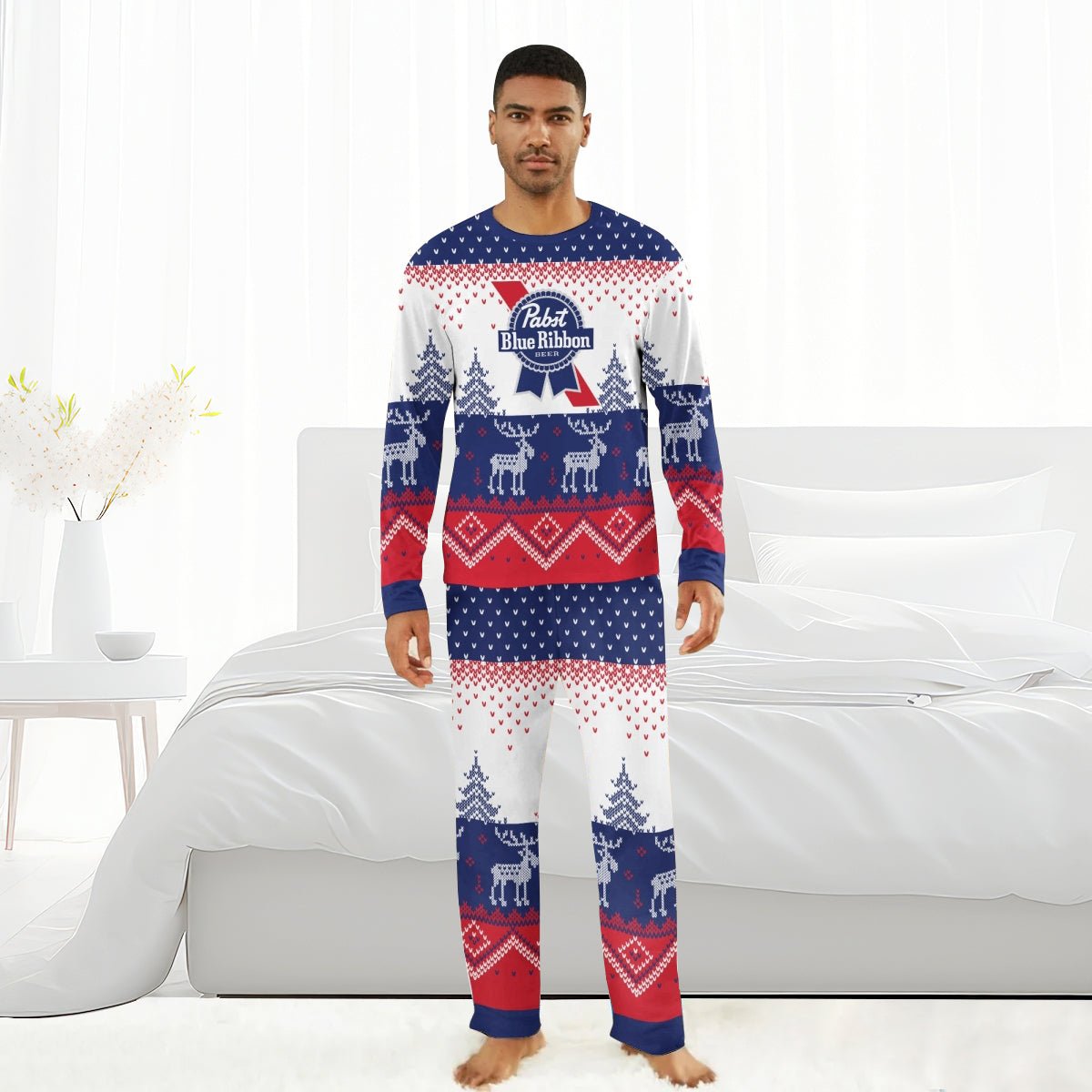 Pabst Blue Ribbon Winter Reindeer Family Pajamas Set - Flexiquor.com