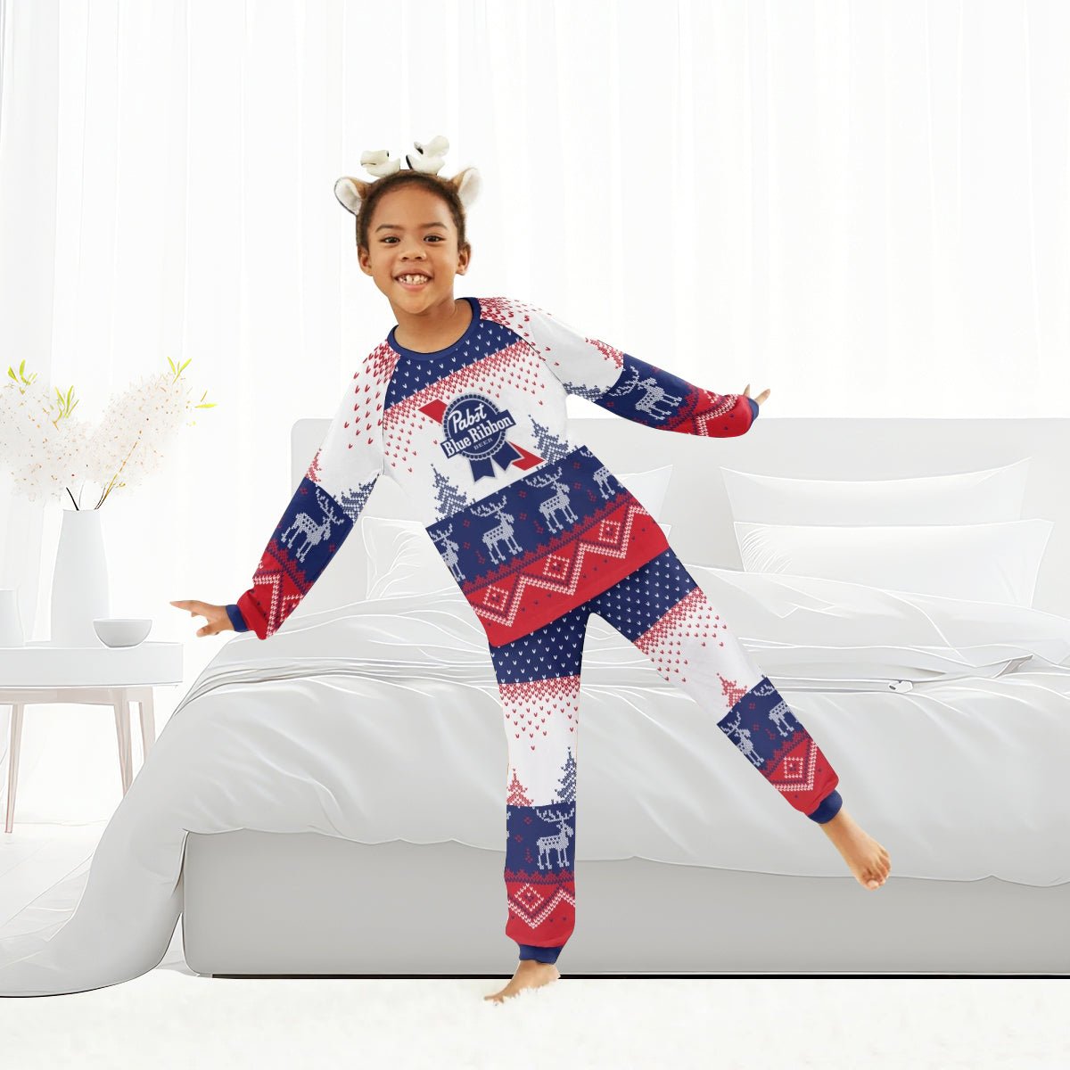 Pabst Blue Ribbon Winter Reindeer Family Pajamas Set - Flexiquor.com