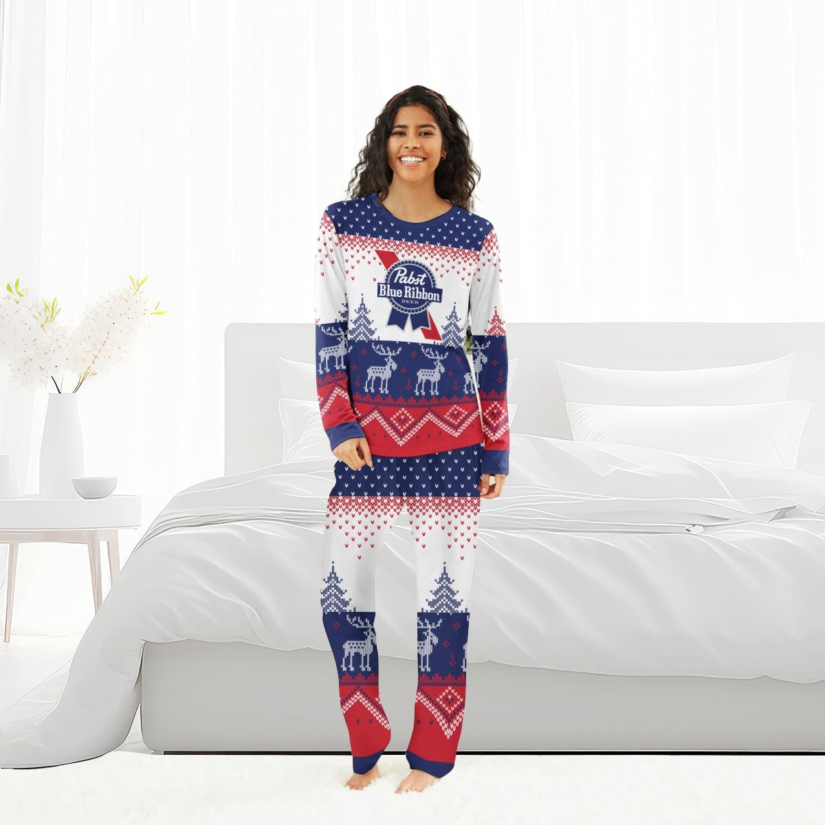 Pabst Blue Ribbon Winter Reindeer Family Pajamas Set - Flexiquor.com