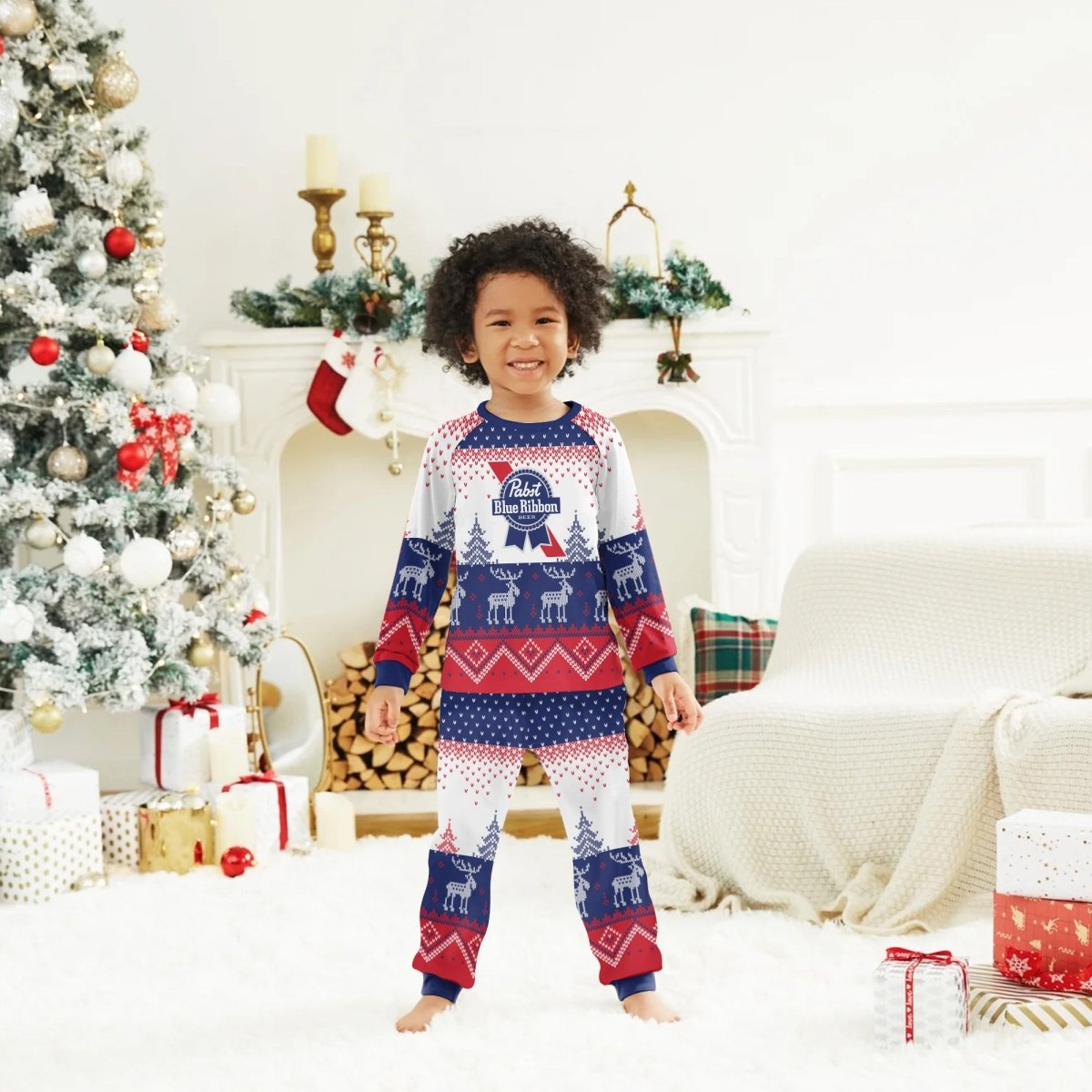 Pabst Blue Ribbon Winter Reindeer Family Pajamas Set - Flexiquor.com