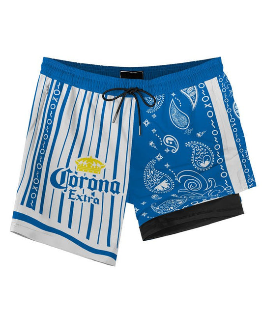 Paisley Half White Corona Extra Compression Liner Swim Trunks - Flexiquor.com