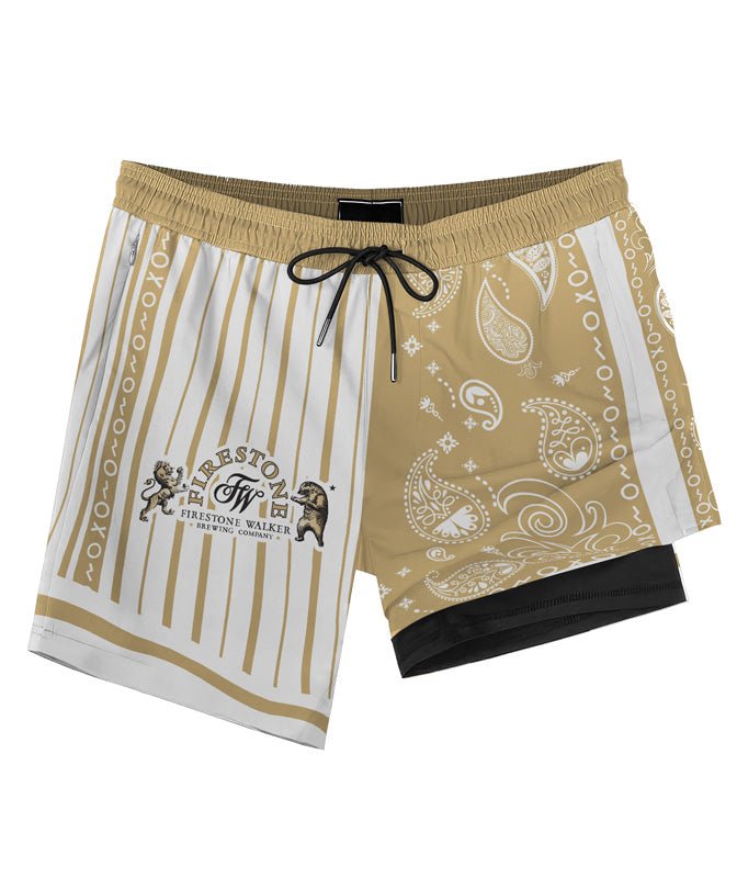 Paisley Half White Firestone Compression Liner Swim Trunks - Flexiquor.com