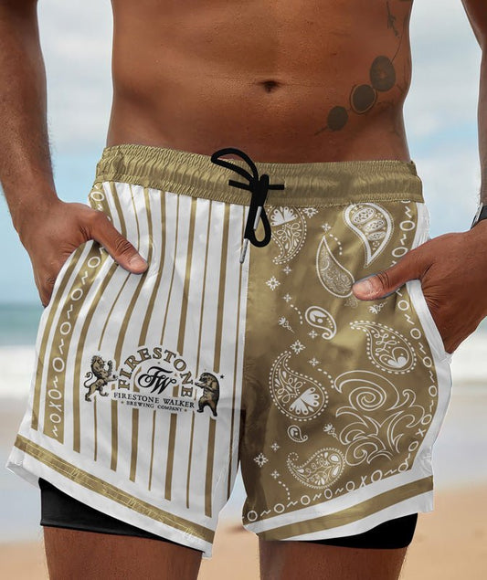 Paisley Half White Firestone Compression Liner Swim Trunks - Flexiquor.com