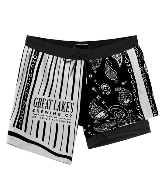 Paisley Half White Great Lakes Compression Liner Swim Trunks
