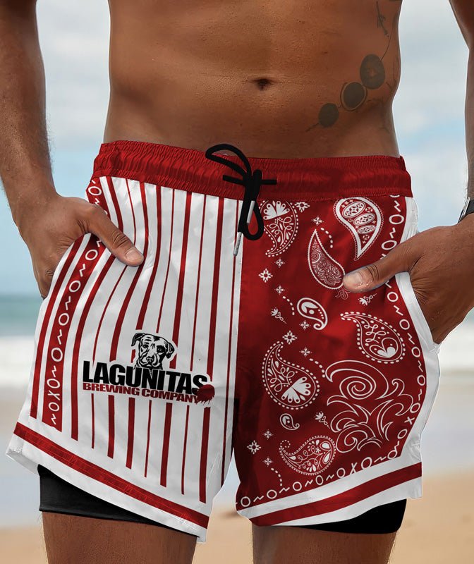 Paisley Half White Lagunitas Compression Liner Swim Trunks - Flexiquor.com