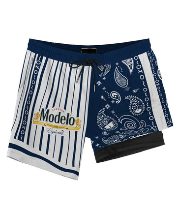 Paisley Half White Modelo Compression Liner Swim Trunks - Flexiquor.com