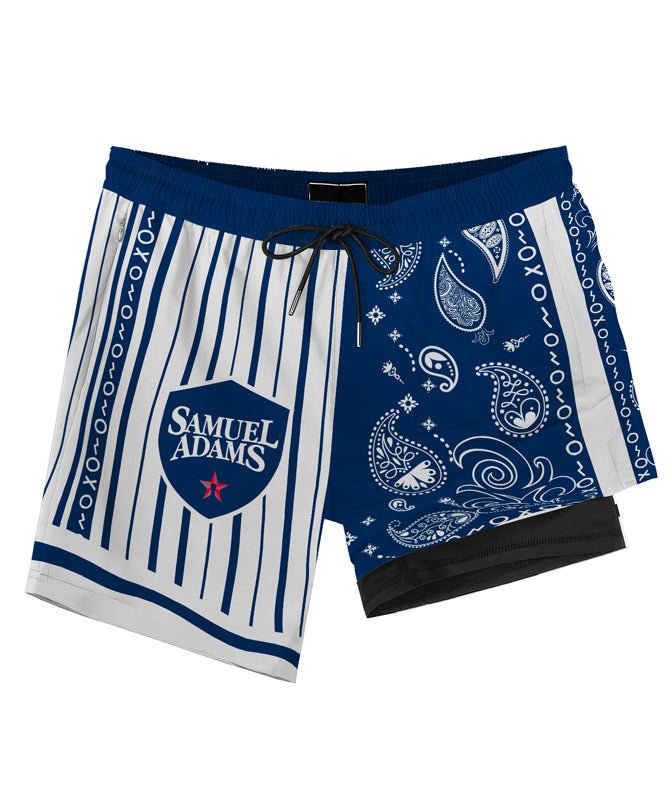 Paisley Half White Samuel Adams Compression Liner Swim Trunks - Flexiquor.com