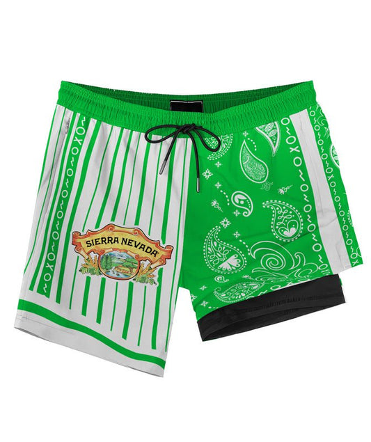 Paisley Half White Sierra Nevada Compression Liner Swim Trunks - Flexiquor.com