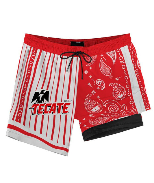 Paisley Half White Tecate Compression Liner Swim Trunks - Flexiquor.com