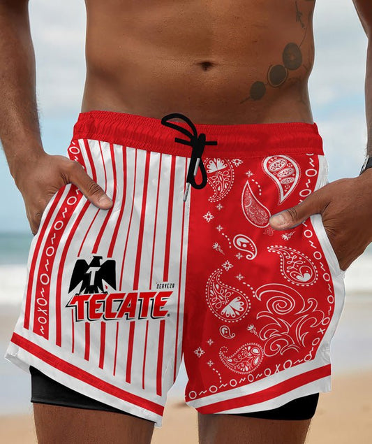 Paisley Half White Tecate Compression Liner Swim Trunks - Flexiquor.com