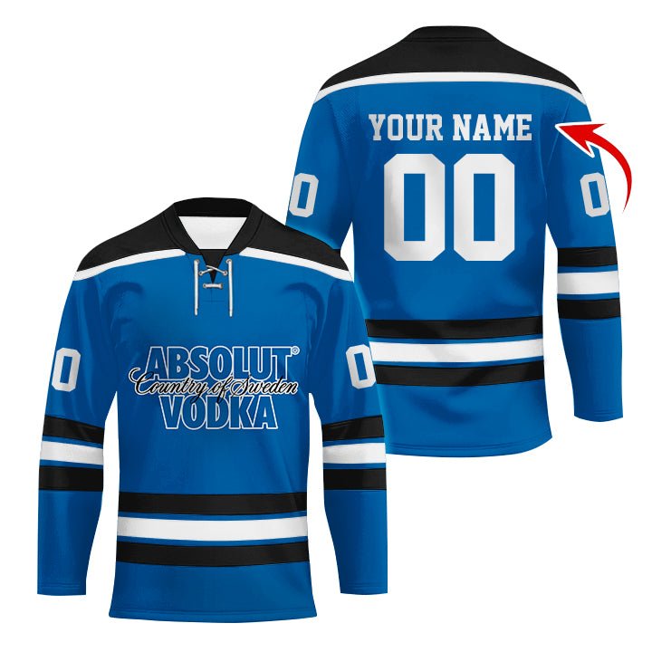 Personalized Absolut Vodka Color Stripe Hockey Jersey - Flexiquor.com