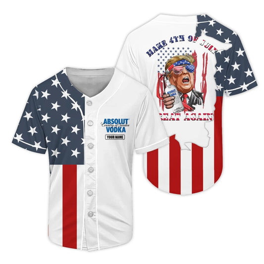 Personalized Absolut Vodka Donald Trump Independence Day Baseball Jersey - Flexiquor.com