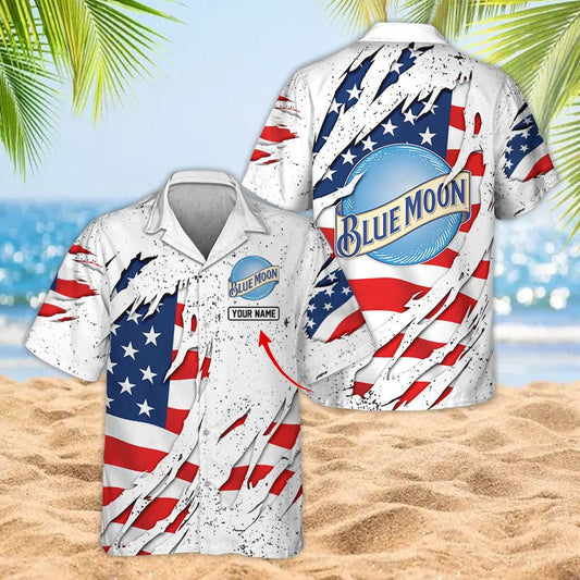 Personalized American Blue Moon Ripped Hawaiian shirt - Flexiquor.com