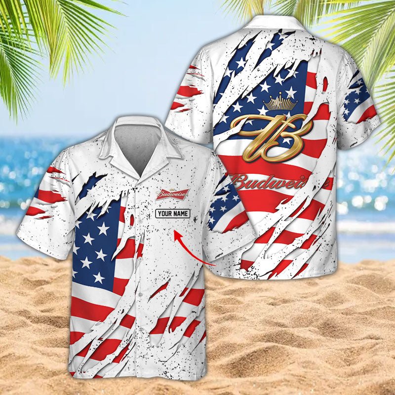 Personalized American Budweiser Ripped Hawaiian shirt - Flexiquor.com