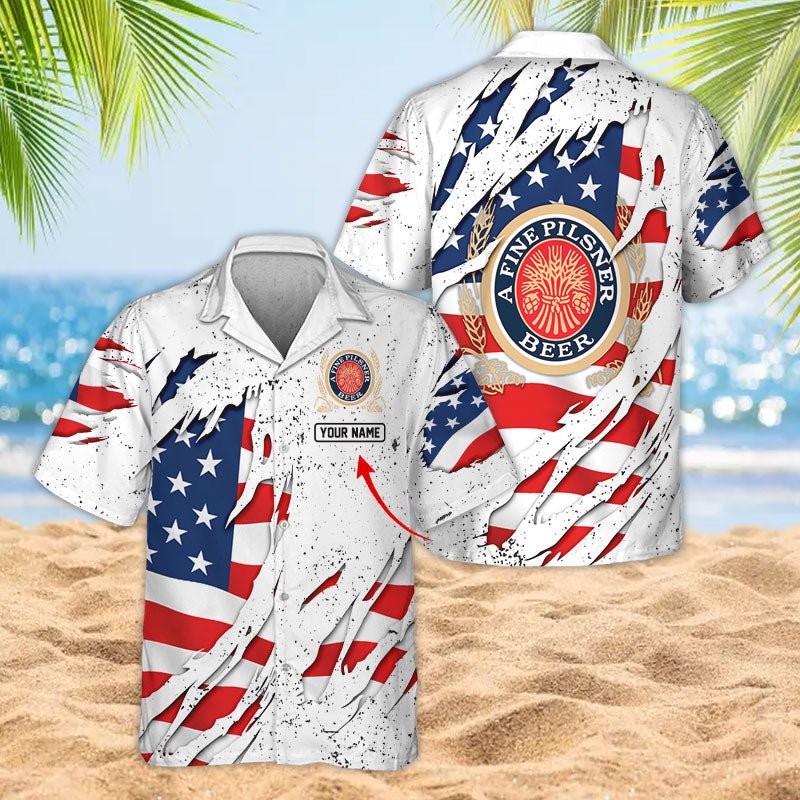 Personalized American Tearing Miller Lite Men's Plus Size Hawaiian Shirt - Flexiquor.com