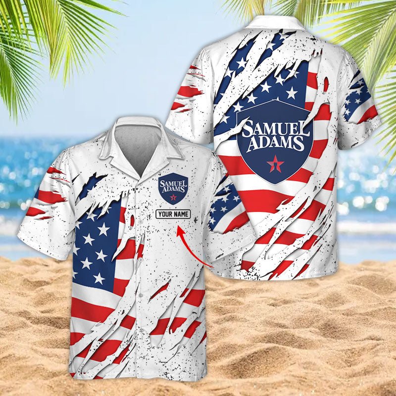 Personalized American Tearing Samuel Adams Men's Plus Size Hawaiian Shirt - Flexiquor.com