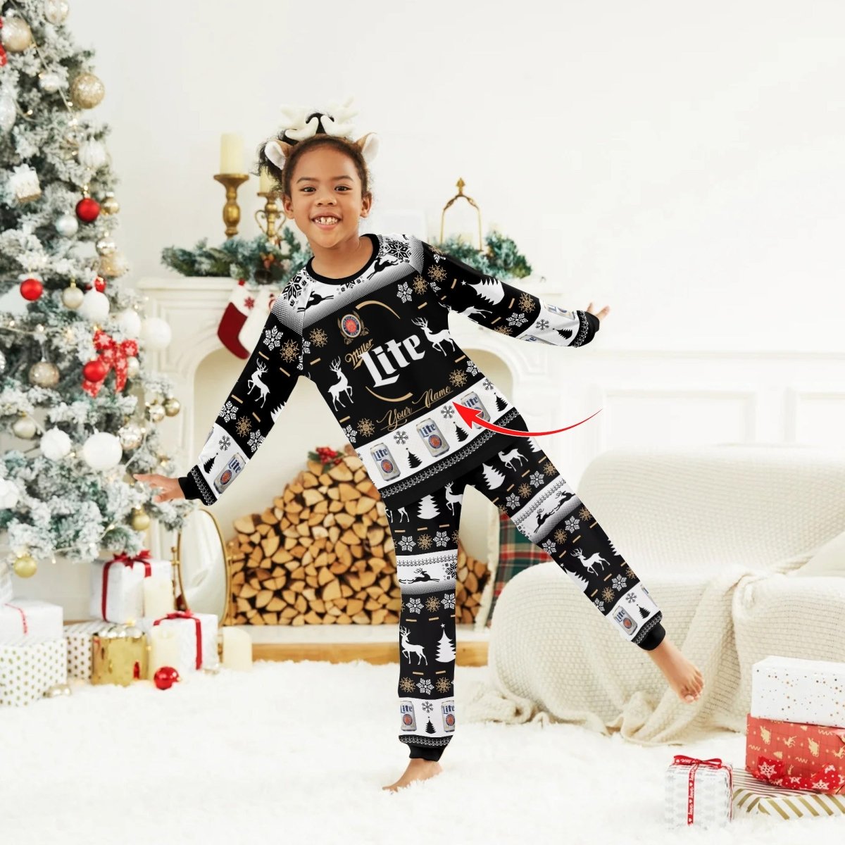 Personalized Black Miller Lite Family Pajamas Set - Flexiquor.com