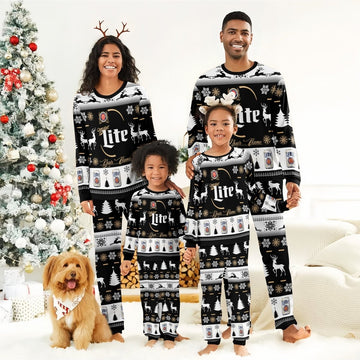 Personalized Black Miller Lite Family Pajamas Set - Flexiquor.com