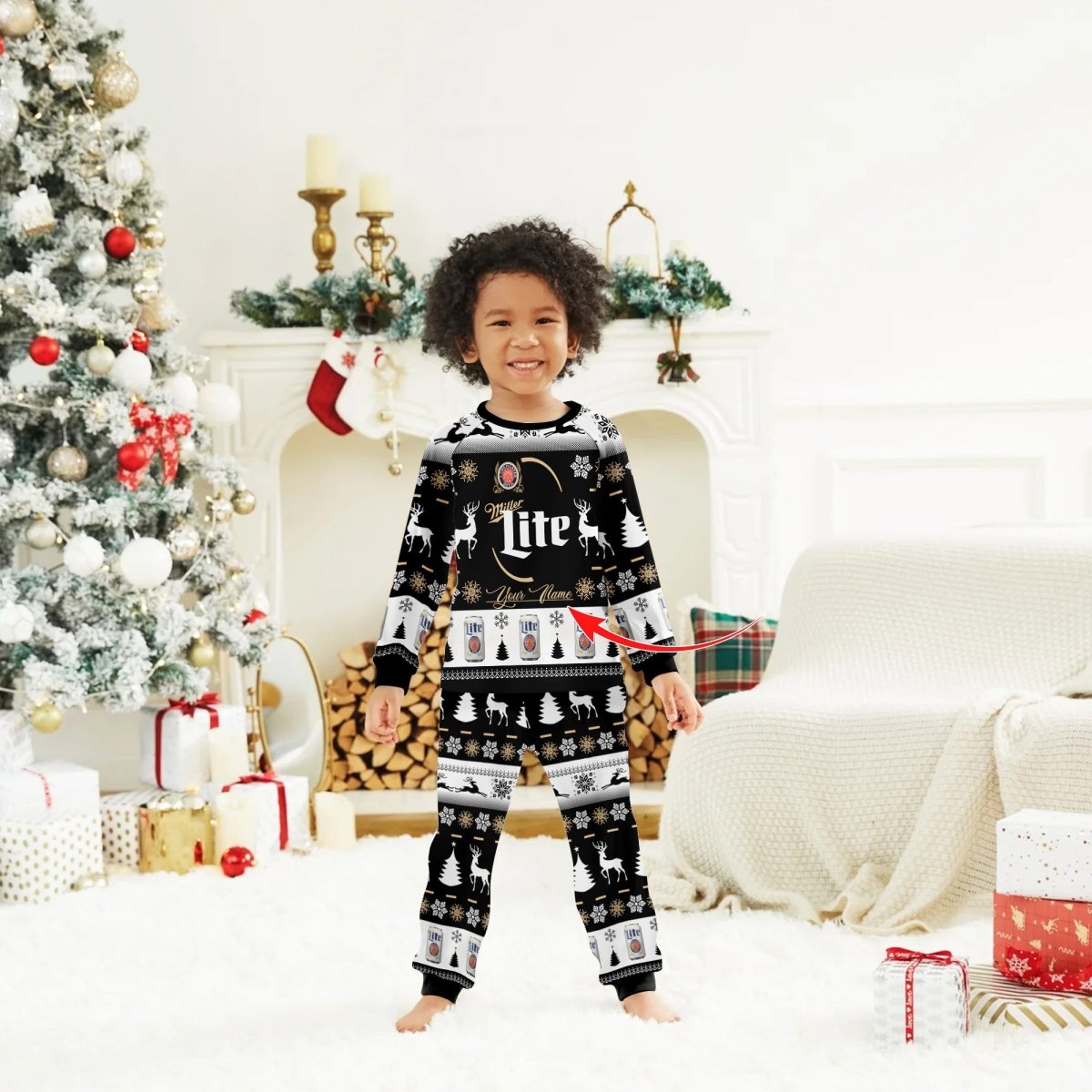 Personalized Black Miller Lite Family Pajamas Set - Flexiquor.com