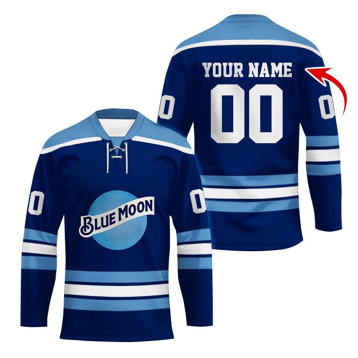 Personalized Blue Moon Color Stripe Hockey Jersey - Flexiquor.com