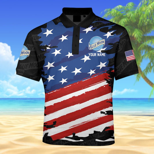 Personalized Blue Moon Freedom Eagle Polo Shirt - Flexiquor.com