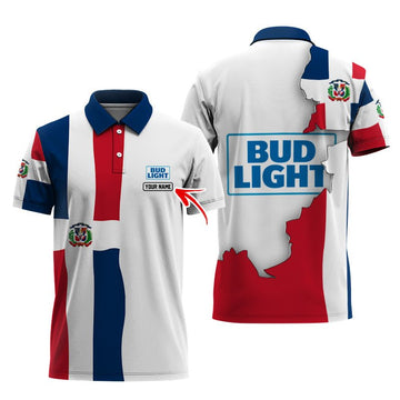 Personalized Bud Light Dominican Colors Polo Shirt - Flexiquor.com